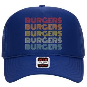 Burgers Lover Retro Style Foodie National Hamburger Day Gift High Crown Mesh Back Trucker Hat