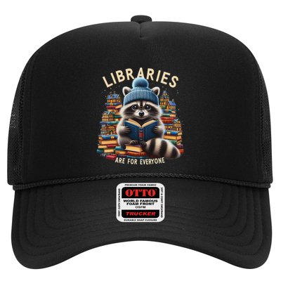 Book Lover Racoon Reading Libraries Are For Everyone Bookish Trucker Hat
