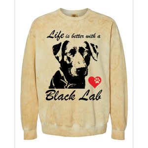 Black Labrador Retriever Life Is Better With Lab Mom Funny Gift Funny Gift Colorblast Crewneck Sweatshirt