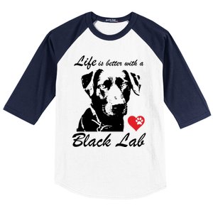 Black Labrador Retriever Life Is Better With Lab Mom Funny Gift Funny Gift Baseball Sleeve Shirt