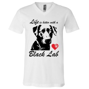 Black Labrador Retriever Life Is Better With Lab Mom Funny Gift Funny Gift V-Neck T-Shirt