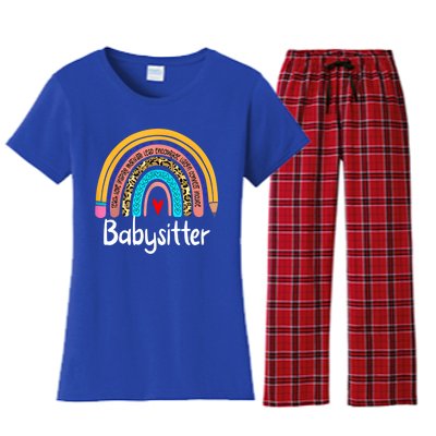 Babysitter Leopard Rainbow Healthcare Doctor Work Gift Women's Flannel Pajama Set