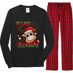 Be Like Rudolph Matching Family Christmas Reindeer Design Long Sleeve Pajama Set