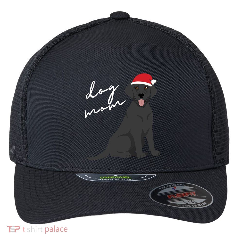 Black Labrador Retriever Dog Mom Christmas Funny Gift Flexfit Unipanel Trucker Cap