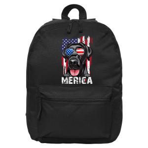 Black Labrador Retriever 4th Of July Merica Usa Flag Lab Dog 16 in Basic Backpack