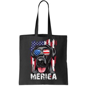 Black Labrador Retriever 4th Of July Merica Usa Flag Lab Dog Tote Bag