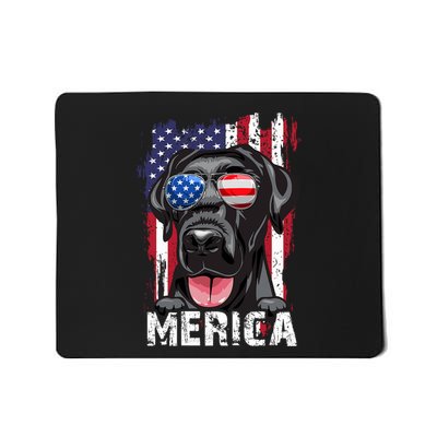 Black Labrador Retriever 4th Of July Merica Usa Flag Lab Dog Mousepad