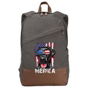 Black Labrador Retriever 4th Of July Merica Usa Flag Lab Dog Cotton Canvas Backpack