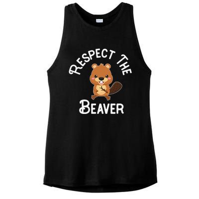 Beaver Lover Respect The Beaver Ladies PosiCharge Tri-Blend Wicking Tank