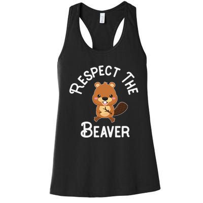 Beaver Lover Respect The Beaver Women's Racerback Tank