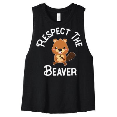 Beaver Lover Respect The Beaver Women's Racerback Cropped Tank