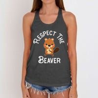 Beaver Lover Respect The Beaver Women's Knotted Racerback Tank