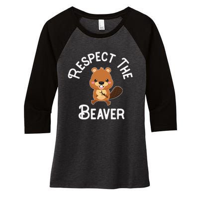 Beaver Lover Respect The Beaver Women's Tri-Blend 3/4-Sleeve Raglan Shirt