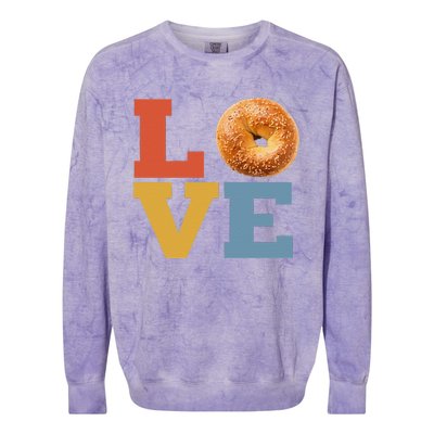 Bagel Love Retro Vibes Bagel Lovers Favorite Weekend Brunch Colorblast Crewneck Sweatshirt