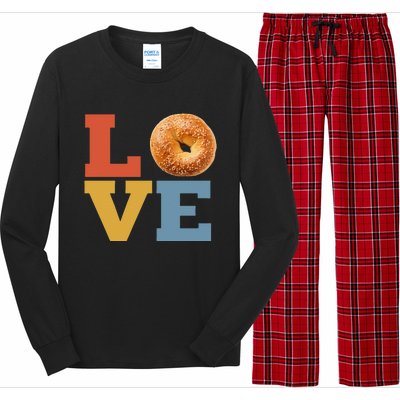 Bagel Love Retro Vibes Bagel Lovers Favorite Weekend Brunch Long Sleeve Pajama Set