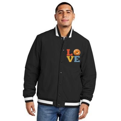 Bagel Love Retro Vibes Bagel Lovers Favorite Weekend Brunch Insulated Varsity Jacket