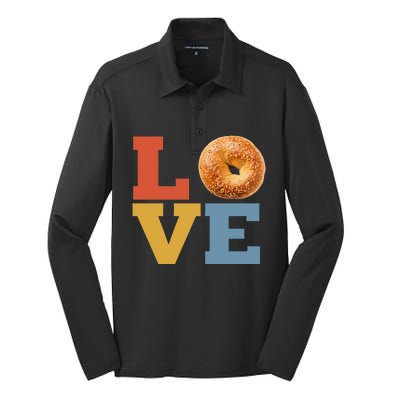 Bagel Love Retro Vibes Bagel Lovers Favorite Weekend Brunch Silk Touch Performance Long Sleeve Polo