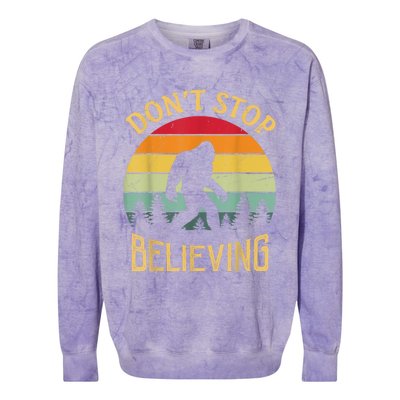 Bigfoot Lovers Retro Vintage DonT Stop Believing Bigfoot Colorblast Crewneck Sweatshirt