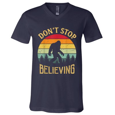 Bigfoot Lovers Retro Vintage DonT Stop Believing Bigfoot V-Neck T-Shirt