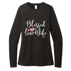 Blessed Linewife Red White Plaid Heart Line Wife Gift Womens CVC Long Sleeve Shirt