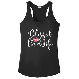 Blessed Linewife Red White Plaid Heart Line Wife Gift Ladies PosiCharge Competitor Racerback Tank