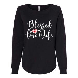 Blessed Linewife Red White Plaid Heart Line Wife Gift Womens California Wash Sweatshirt