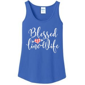 Blessed Linewife Red White Plaid Heart Line Wife Gift Ladies Essential Tank