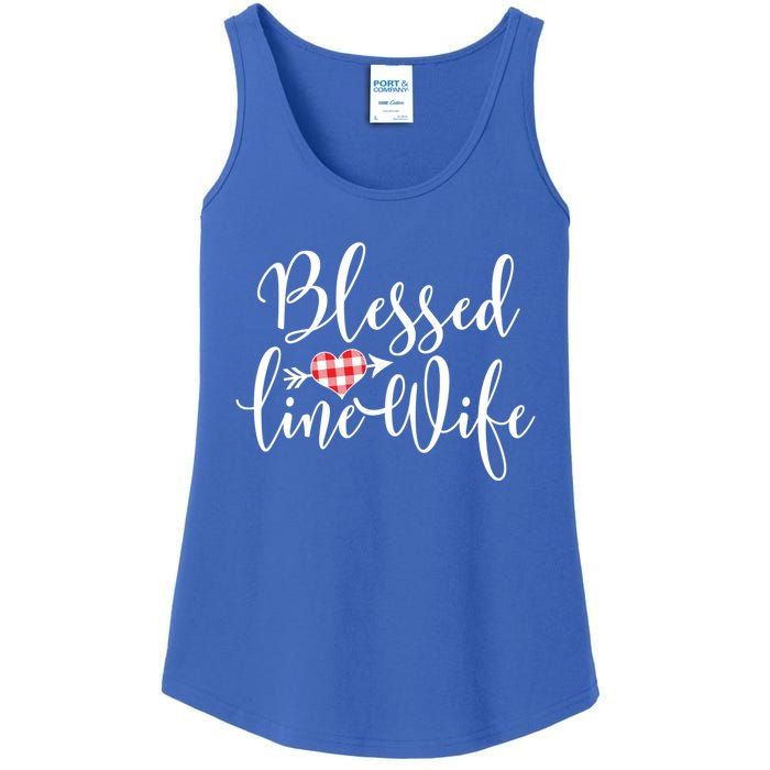 Blessed Linewife Red White Plaid Heart Line Wife Gift Ladies Essential Tank