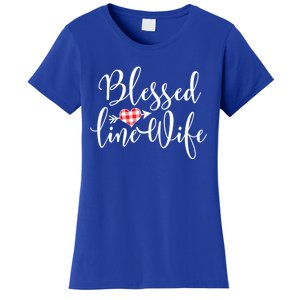 Blessed Linewife Red White Plaid Heart Line Wife Gift Women's T-Shirt