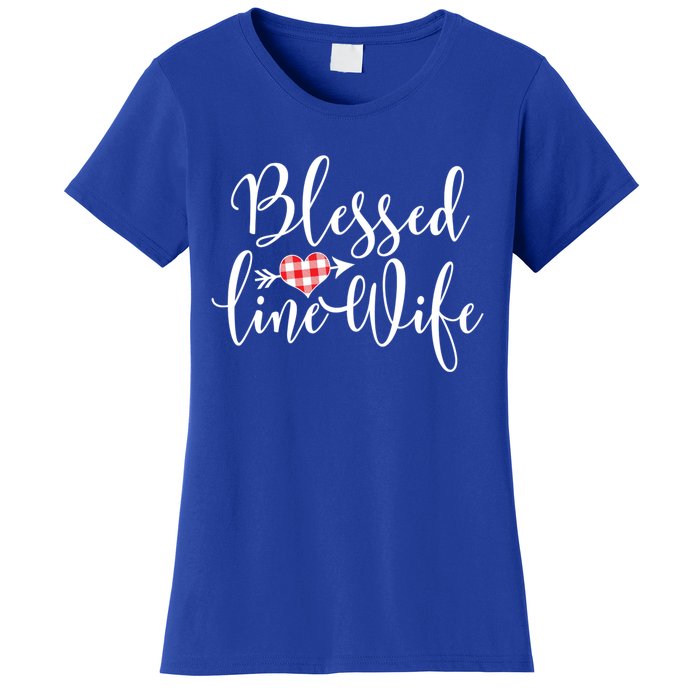 Blessed Linewife Red White Plaid Heart Line Wife Gift Women's T-Shirt