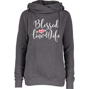 Blessed Linewife Red White Plaid Heart Line Wife Gift Womens Funnel Neck Pullover Hood