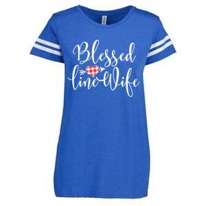 Blessed Linewife Red White Plaid Heart Line Wife Gift Enza Ladies Jersey Football T-Shirt