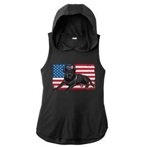 Black Labrador Retriever Black Lab Dad Mom American Flag Dog Ladies PosiCharge Tri-Blend Wicking Draft Hoodie Tank