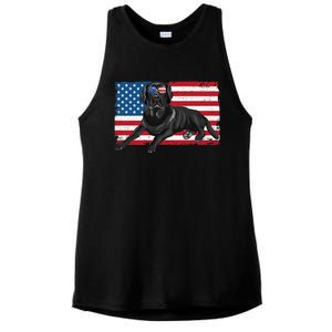 Black Labrador Retriever Black Lab Dad Mom American Flag Dog Ladies PosiCharge Tri-Blend Wicking Tank