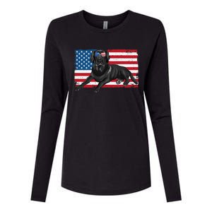 Black Labrador Retriever Black Lab Dad Mom American Flag Dog Womens Cotton Relaxed Long Sleeve T-Shirt