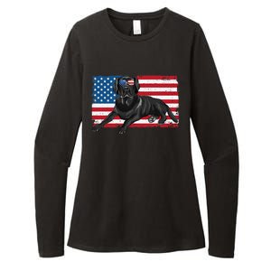 Black Labrador Retriever Black Lab Dad Mom American Flag Dog Womens CVC Long Sleeve Shirt