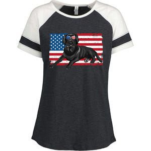 Black Labrador Retriever Black Lab Dad Mom American Flag Dog Enza Ladies Jersey Colorblock Tee