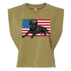 Black Labrador Retriever Black Lab Dad Mom American Flag Dog Garment-Dyed Women's Muscle Tee