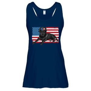 Black Labrador Retriever Black Lab Dad Mom American Flag Dog Ladies Essential Flowy Tank