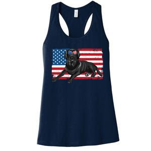 Black Labrador Retriever Black Lab Dad Mom American Flag Dog Women's Racerback Tank