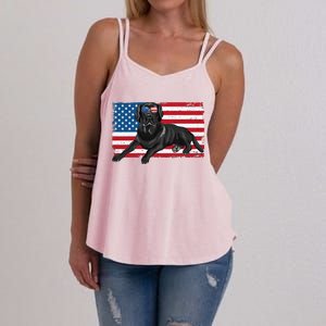 Black Labrador Retriever Black Lab Dad Mom American Flag Dog Women's Strappy Tank