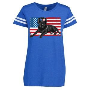 Black Labrador Retriever Black Lab Dad Mom American Flag Dog Enza Ladies Jersey Football T-Shirt