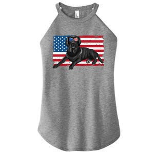 Black Labrador Retriever Black Lab Dad Mom American Flag Dog Women's Perfect Tri Rocker Tank