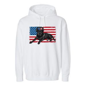 Black Labrador Retriever Black Lab Dad Mom American Flag Dog Garment-Dyed Fleece Hoodie