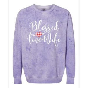 Blessed Linewife Red White Plaid Heart Line Wife Gift Colorblast Crewneck Sweatshirt