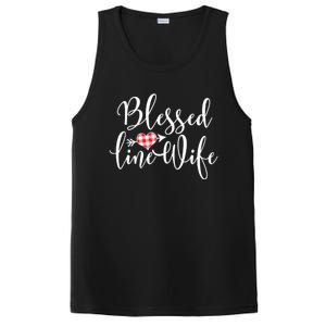 Blessed Linewife Red White Plaid Heart Line Wife Gift PosiCharge Competitor Tank