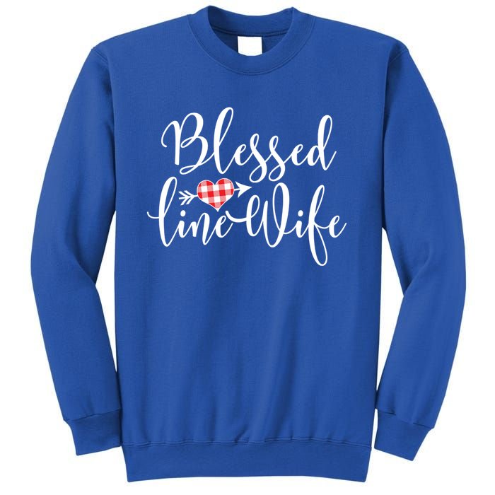 Blessed Linewife Red White Plaid Heart Line Wife Gift Sweatshirt