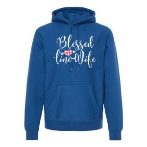 Blessed Linewife Red White Plaid Heart Line Wife Gift Premium Hoodie