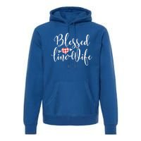 Blessed Linewife Red White Plaid Heart Line Wife Gift Premium Hoodie