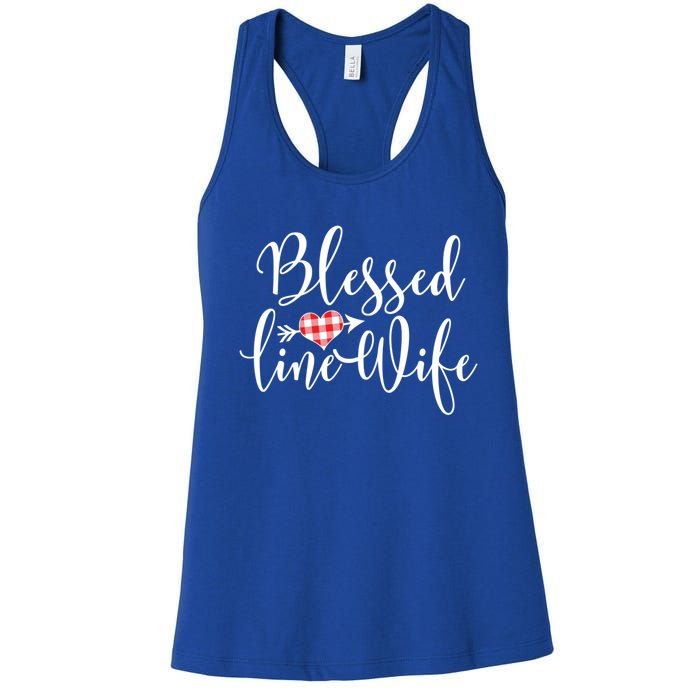 Blessed Linewife Red White Plaid Heart Line Wife Gift Women's Racerback Tank